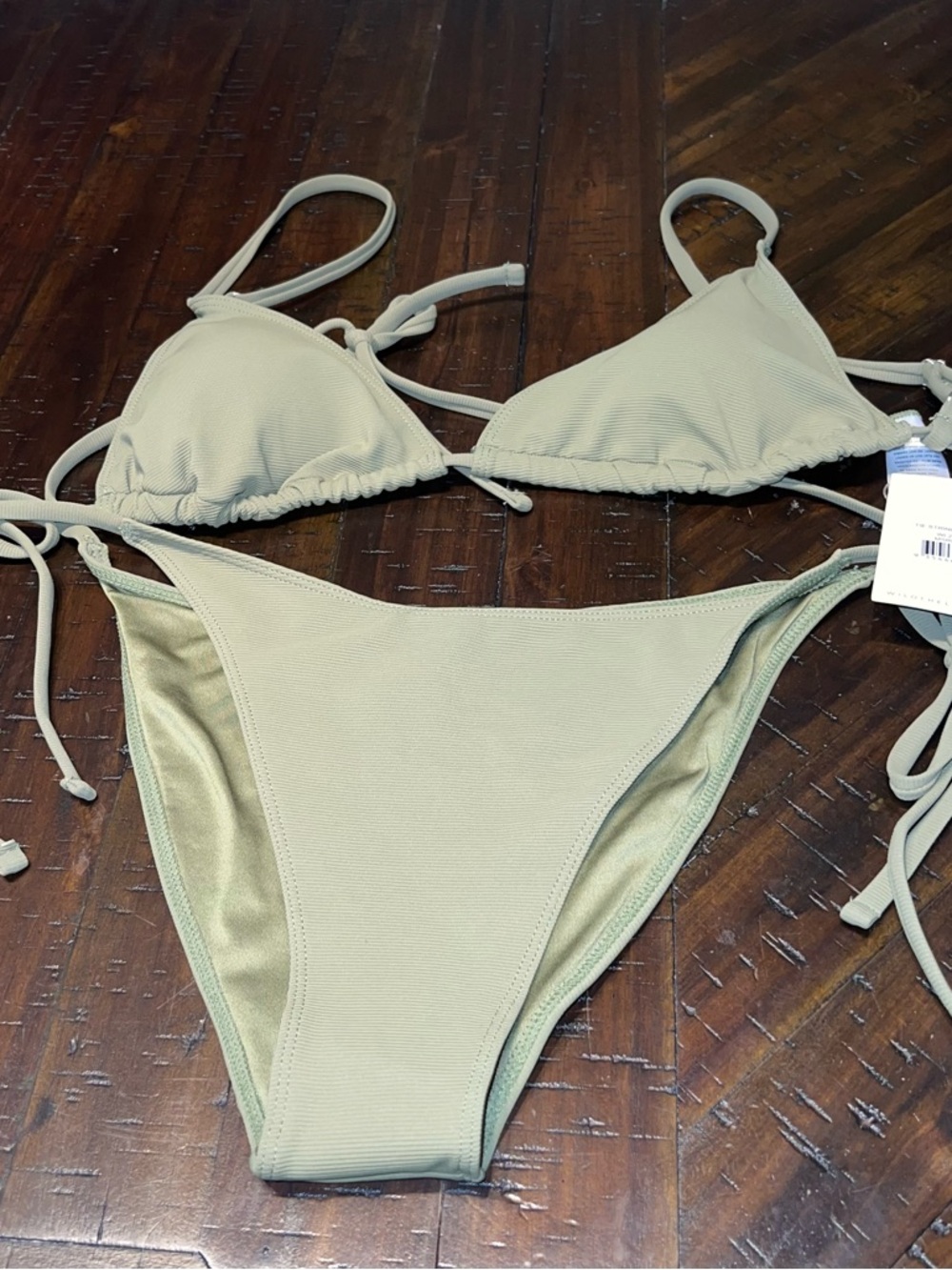 Wilo The Label Triangle Olive Green/Khaki Bikini 2 Piece Swimsuit Size Large